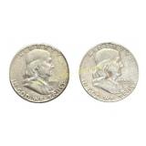 (2) Franklin Half Dollars 1951 & 1959 silver