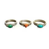 (3) sterling rings 12.283 grams size 5.75