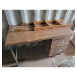 Desk 48 x 24 x 29 wood with metal legs, and ladder