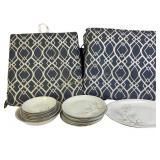 Borsuny Fine China Plates With Blue Cushions