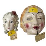 Art Deco String Holder and Porcelain Face Wall Pla