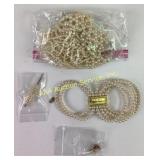 Pearl Costume Jewelry: Necklace, Bracelet, Hairpin