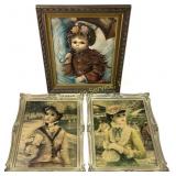 Framed Oil Paintings Depicting Women and a Child