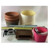 Gardening Supplies Including Planters, Bucket