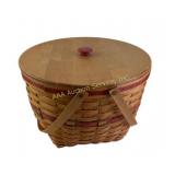 Longaberger Basket With Wooden Lid and Handles