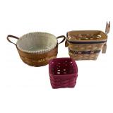 Longaberger Woven Baskets with Liners and Leather