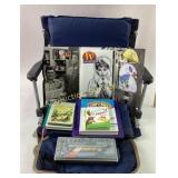 Folding Stadium Seat, DVDs, Books, and Socket Set
