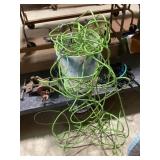 Vise,  scrap extension cord, bungee cords, bucket