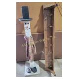 Snowman wood decor, wood peg shelf 48 x 6
