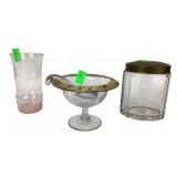 Enameled glass mayonnaise bowl and spoon, pink