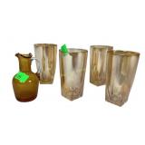 Mid century mini crackle glass cruet, (4)