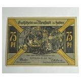 1921 Germany currency 75 Pfennig Notgeld