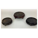 (3) Chinese carved wood stands for vases or bowls