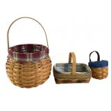 Longaberger Handwoven Baskets with Fabric Liners a