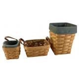 Longaberger Baskets with Liners and Plastic Insert