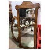 Wood-Framed Mirror with Decorative Crest, 18×49 In