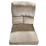Beige Upholstered Chair with Ribbed Textile Patter