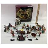 Christmas Village Figures and Carousel with Box