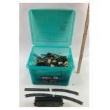 HO Scale Model Train Tracks and Train Car With Sto