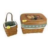 Longaberger Baskets, one hanging, one with