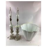 Porcelain Table Lamps with Floral Accents - work
