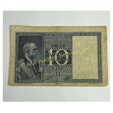 1939 Italy 10 Lire currency note
