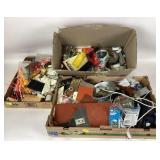 Leather working tools, zip ties, tape gun, tape,