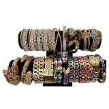 Bangle bracelets:  gold, silver, rose gold