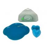 Blue opaque glass vanity tray, heart shaped blue