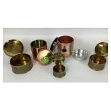 (3) brass boxes, West Bend metal grease