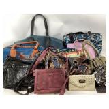 Purses: unicorn tapestry style, black leather,