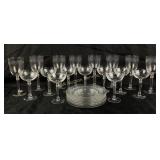 (9) Laurel cut champagne/ tall sherbet glasses,