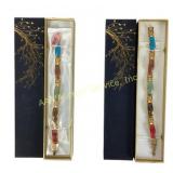 Pair of Good Luck Bracelets Faux Stone Glass