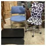 Office Chairs, Golf Clubs With Leather Bag, and Ad