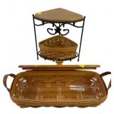 Longaberger Basket corner shelf with basket,