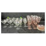 Pink depression glass stems, pink depression