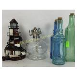 Stained glass lighthouse lamp  works, oil lamp