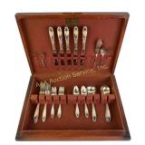 King Edward Silverplate Flatware in Wooden Box