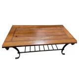 Wood coffee table with metal legs and shelf 53 x