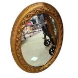 Oval framed mirror 28 x 34, wire needs repair