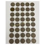 (40) US Buffalo Nickels illegible dates