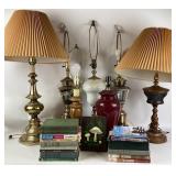 Table Lamps with some with Pleated Shades, Glass