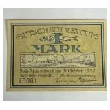 1921 Germany currency 1 Mark Notgeld emergency