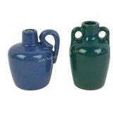 Small Blue and Green Ceramic jugs with Handles