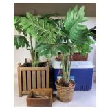 Artificial Plants, Cooler, Wicker Baskets, Wooden