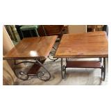 Wood and Metal Side Tables With Scrolled Bases