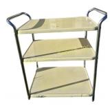 Mid Century Yellow Metal Cart 3 Tier Rolling