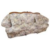 Riverside sofa, wood accent, throw pillows,