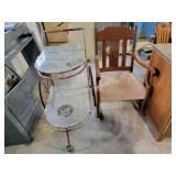 Rocking chair - upholstered seat, serving cart -