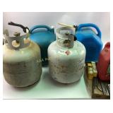 Propane Tanks, Gas Cans, and Assorted Metal Tools
